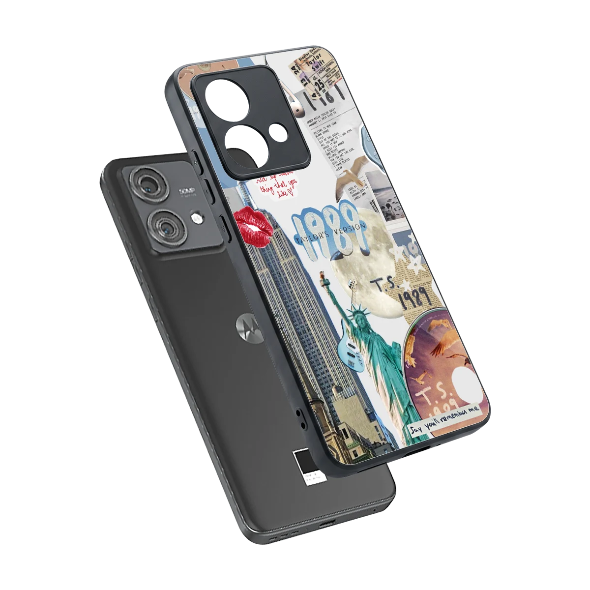 1989 Swift Era sleek motorola edge 40 neo 5g cover with tempered glass back and TPU edges