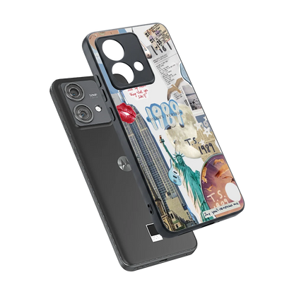 1989 Swift Era sleek motorola edge 40 neo 5g cover with tempered glass back and TPU edges