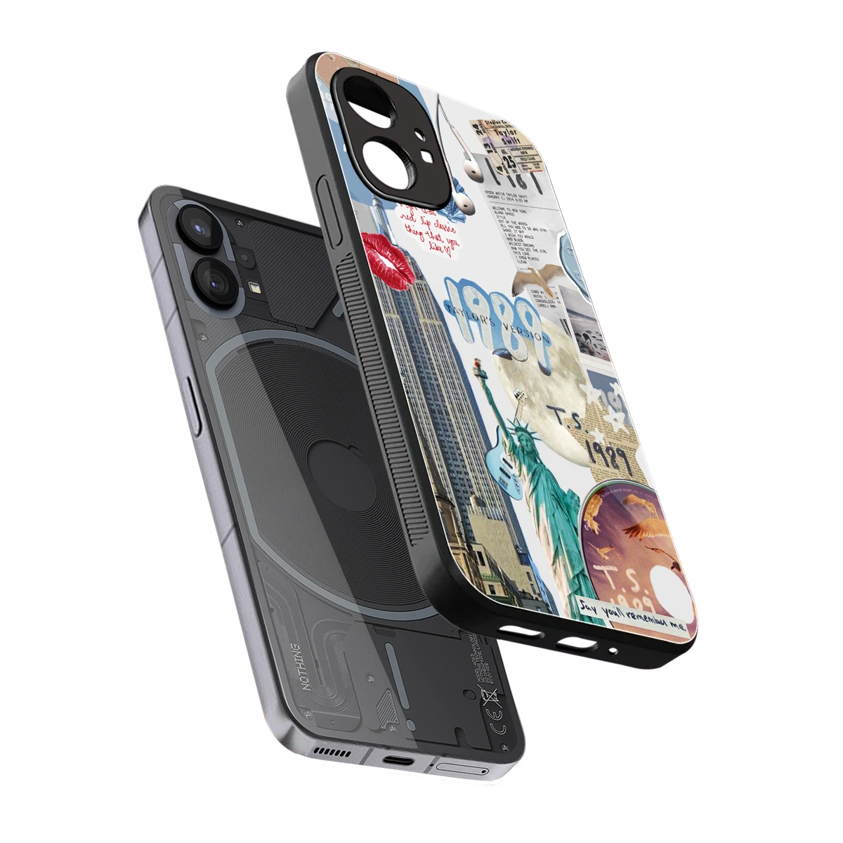 1989 Swift Era sleek nothing phone 1 cover with tempered glass back and TPU edges