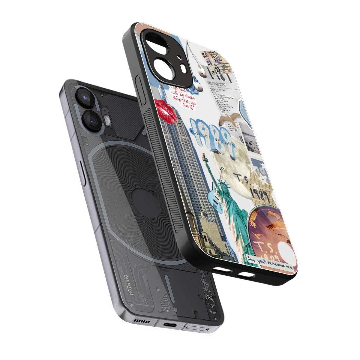 1989 Swift Era sleek nothing phone 2 cover with tempered glass back and TPU edges