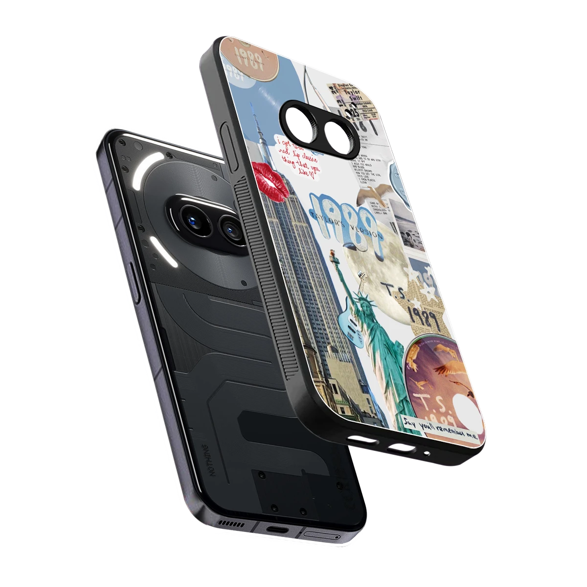 1989 Swift Era sleek nothing phone 2a cover with tempered glass back and TPU edges