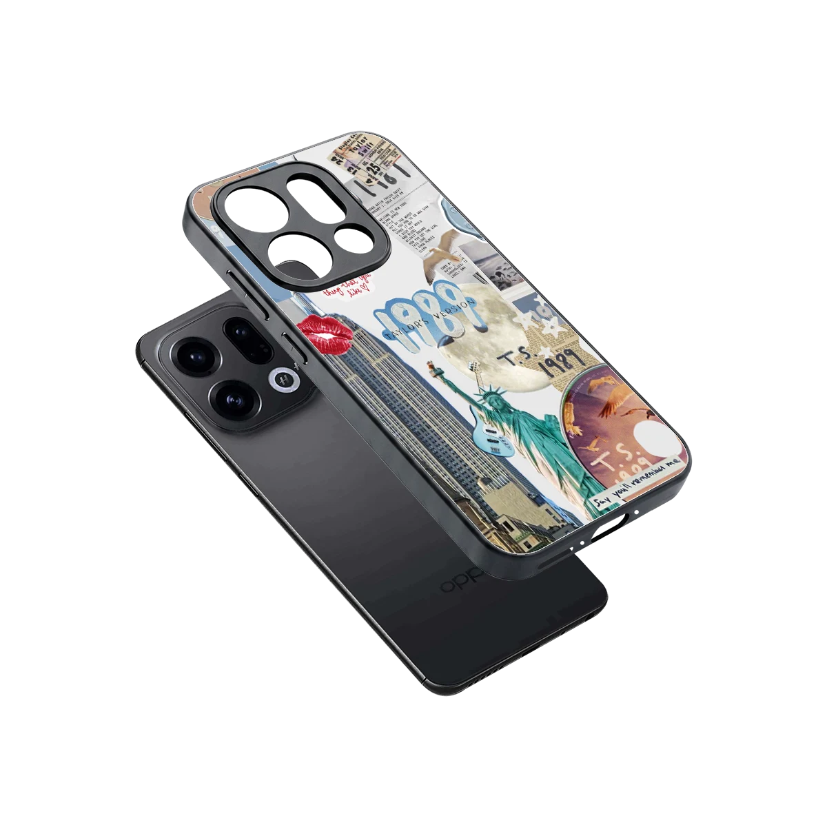 1989 Swift Era sleek oppo find x9 cover with tempered glass back and TPU edges