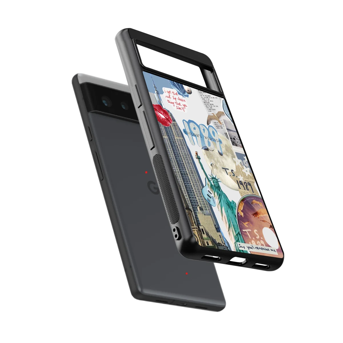 1989 Swift Era sleek google pixel 6 cover with tempered glass back and TPU edges