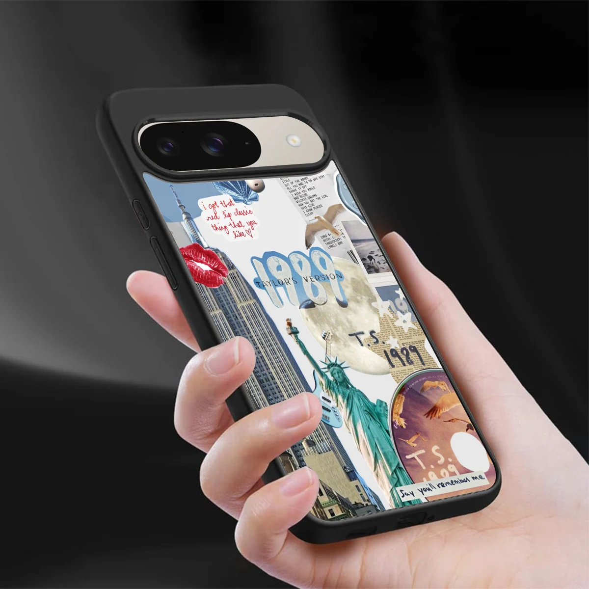 1989 Swift Era sleek google pixel 9 cover with tempered glass back and TPU edges