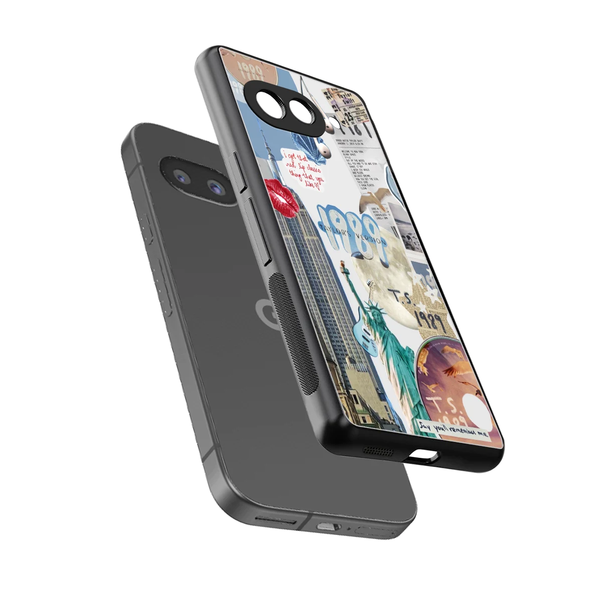 1989 Swift Era sleek google pixel 9a cover with tempered glass back and TPU edges