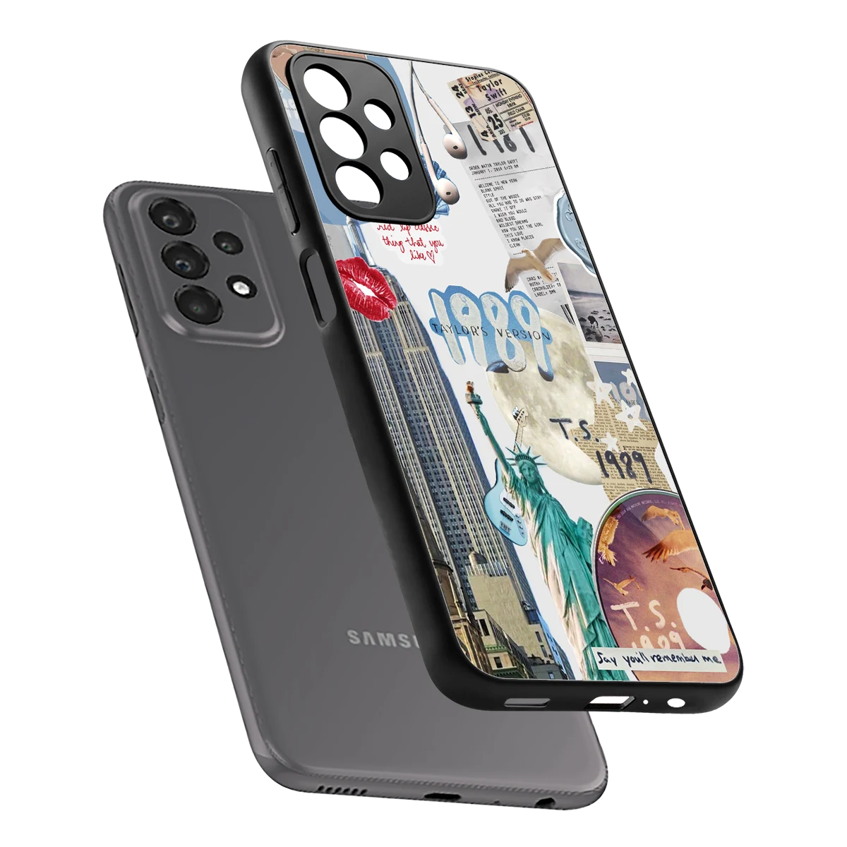 1989 Swift Era sleek samsung galaxy a23 cover with tempered glass back and TPU edges
