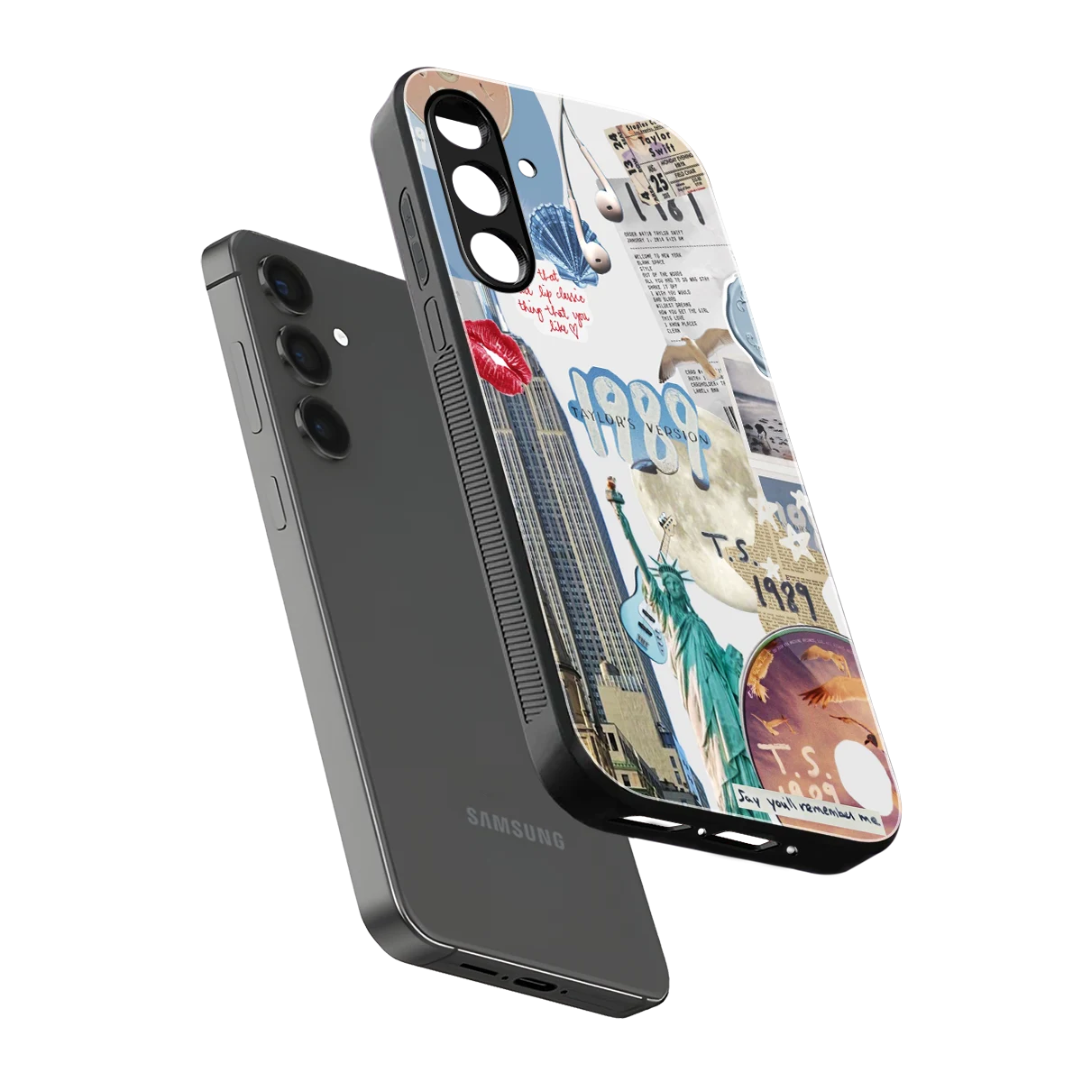 1989 Swift Era sleek samsung galaxy f34 5g cover with tempered glass back and TPU edges