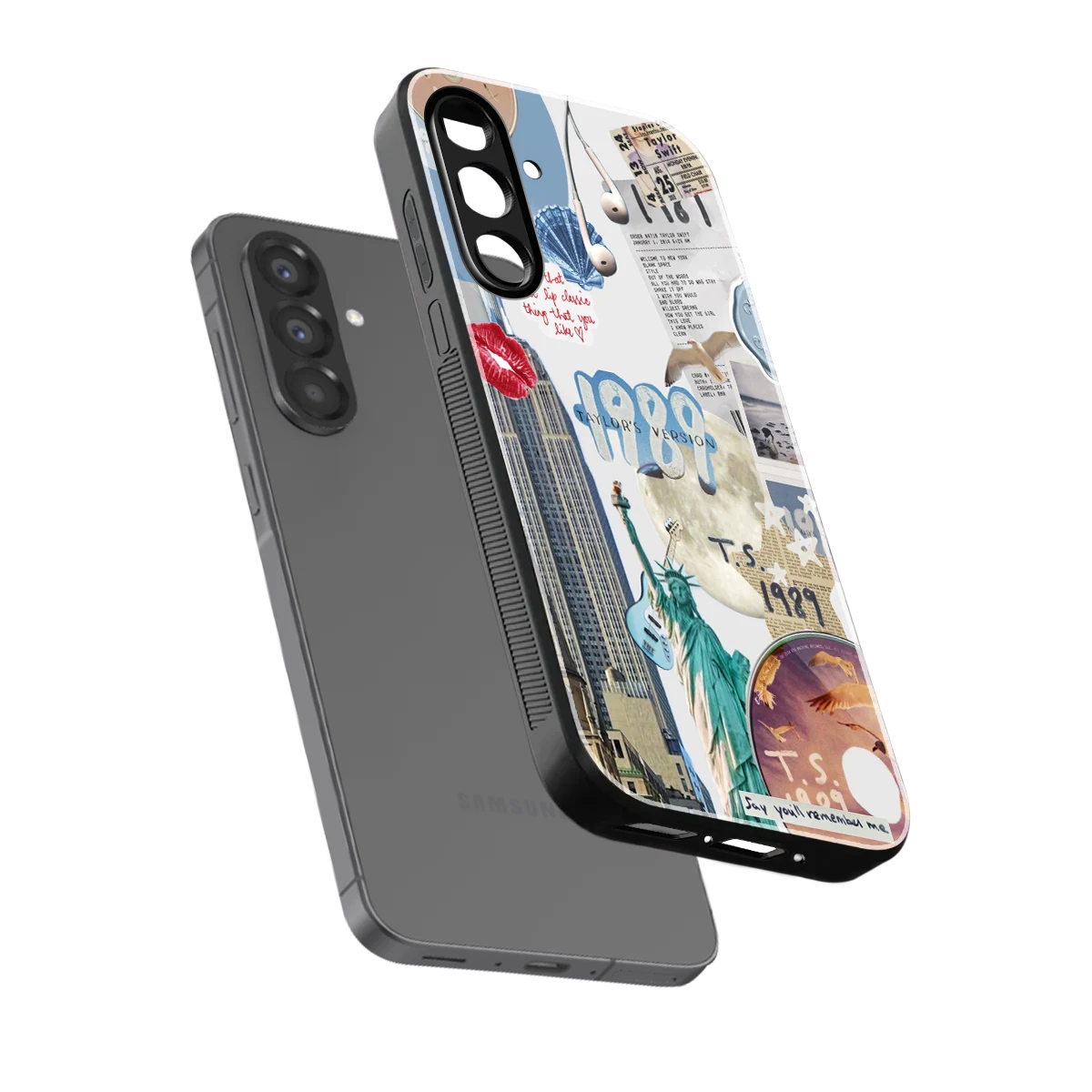 1989 Swift Era sleek samsung galaxy m17 5g cover with tempered glass back and TPU edges