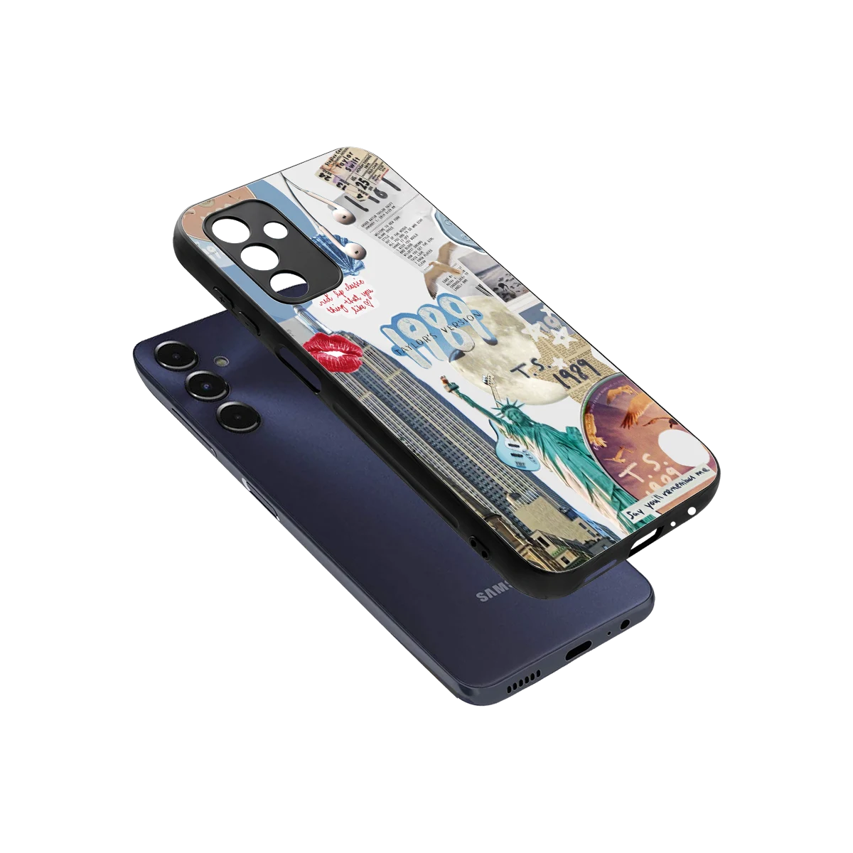 1989 Swift Era sleek samsung galaxy m14 5g cover with tempered glass back and TPU edges