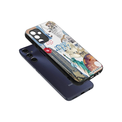 1989 Swift Era sleek samsung galaxy m14 5g cover with tempered glass back and TPU edges