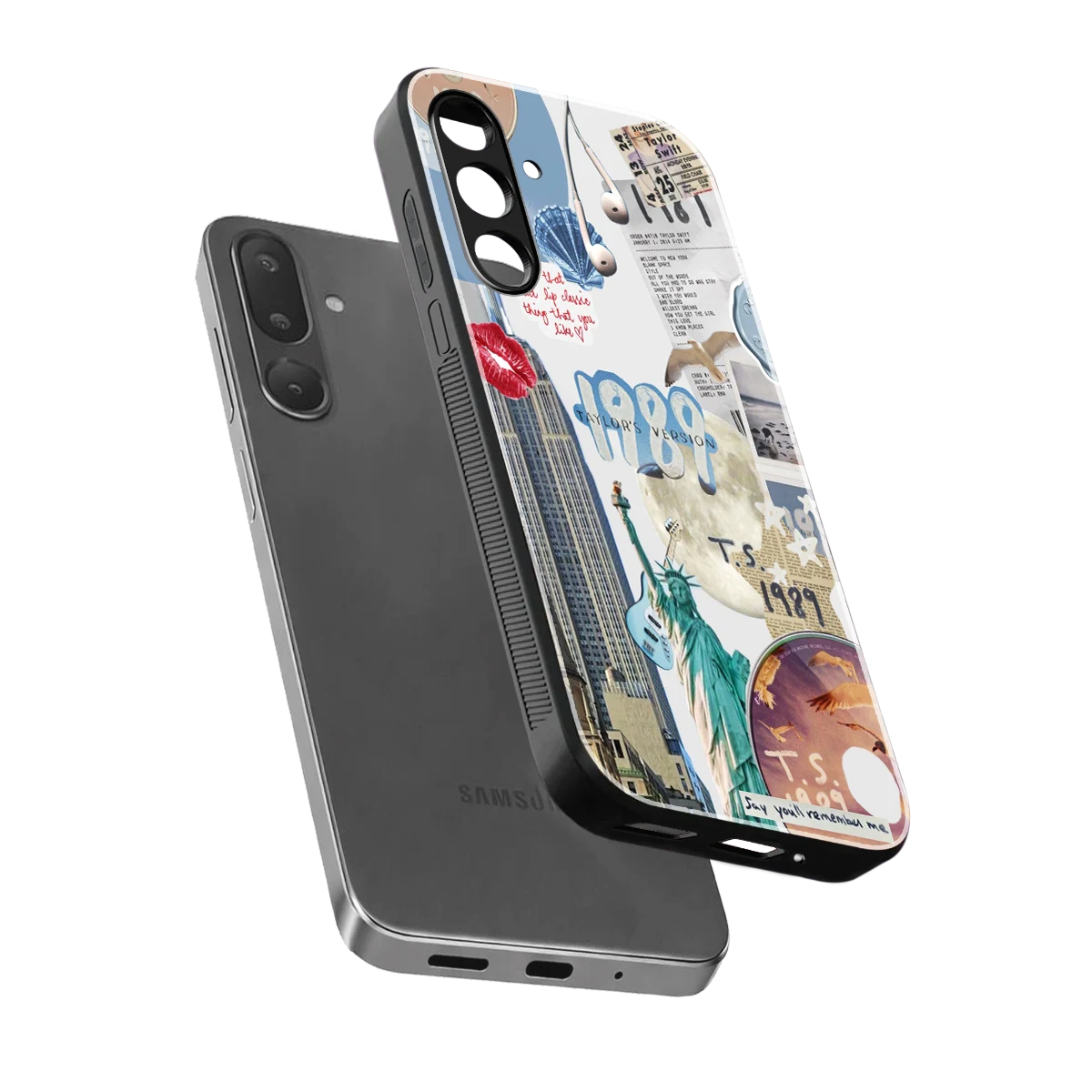 1989 Swift Era sleek samsung galaxy m16 5g cover with tempered glass back and TPU edges