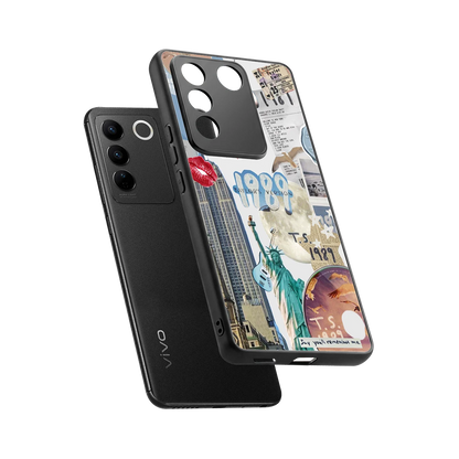 1989 Swift Era sleek vivo v27 5g cover with tempered glass back and TPU edges