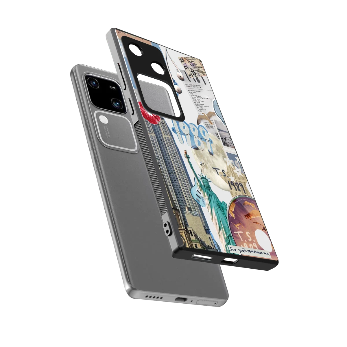 1989 Swift Era sleek vivo v30 cover with tempered glass back and TPU edges