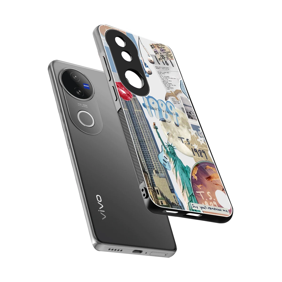 1989 Swift Era sleek vivo v50 cover with tempered glass back and TPU edges