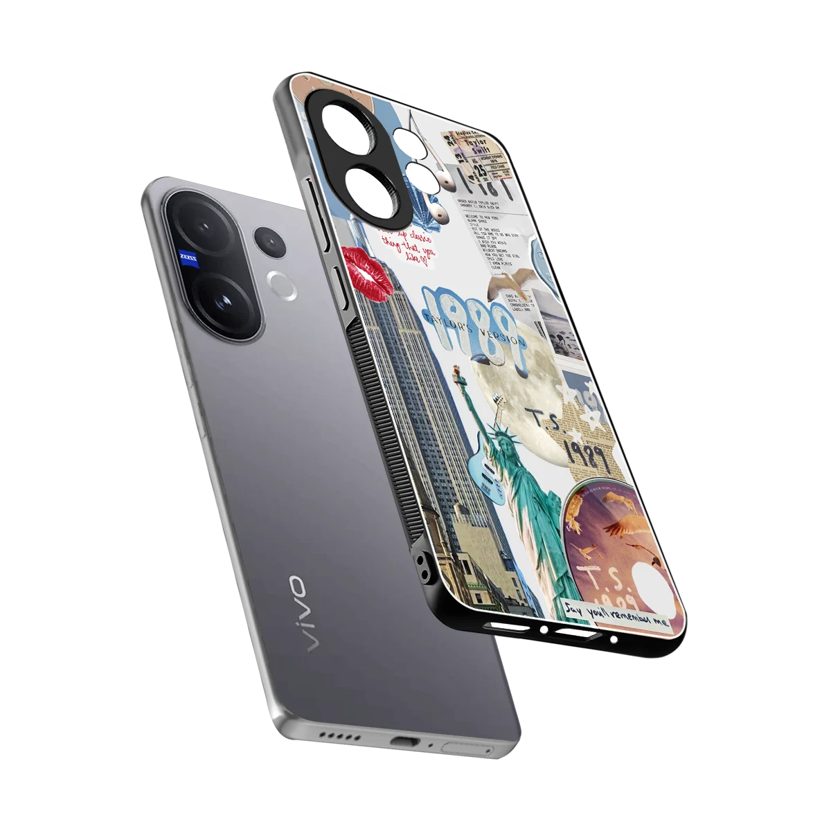 1989 Swift Era sleek vivo v60 cover with tempered glass back and TPU edges