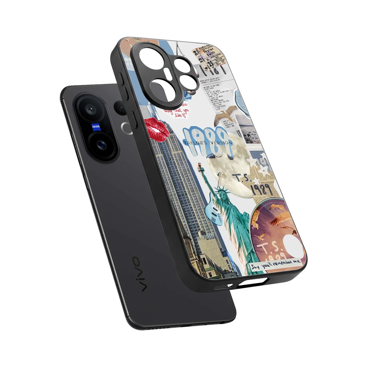 1989 Swift Era sleek vivo x200 fe cover with tempered glass back and TPU edges