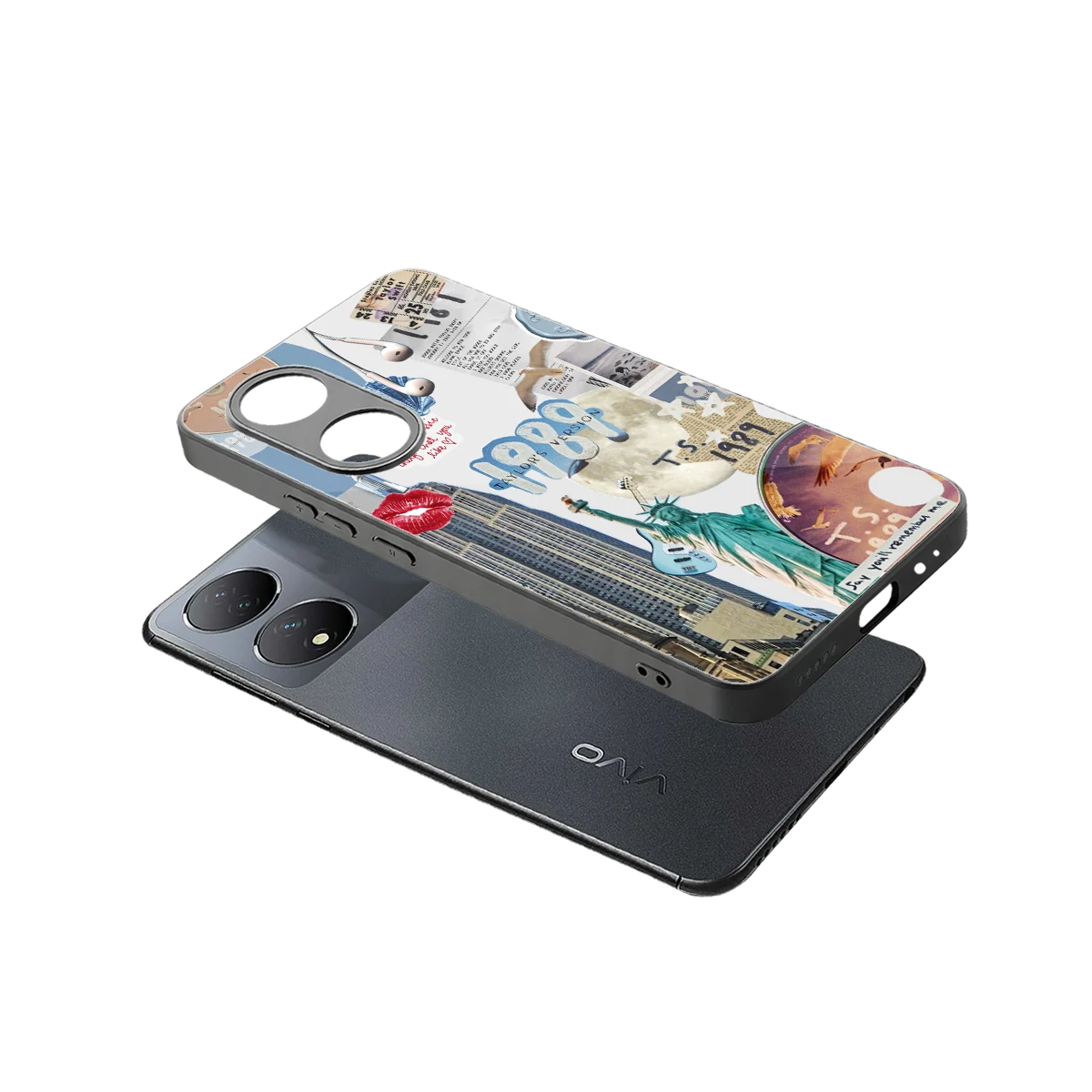 1989 Swift Era sleek Vivo-y100 cover with tempered glass back and TPU edges