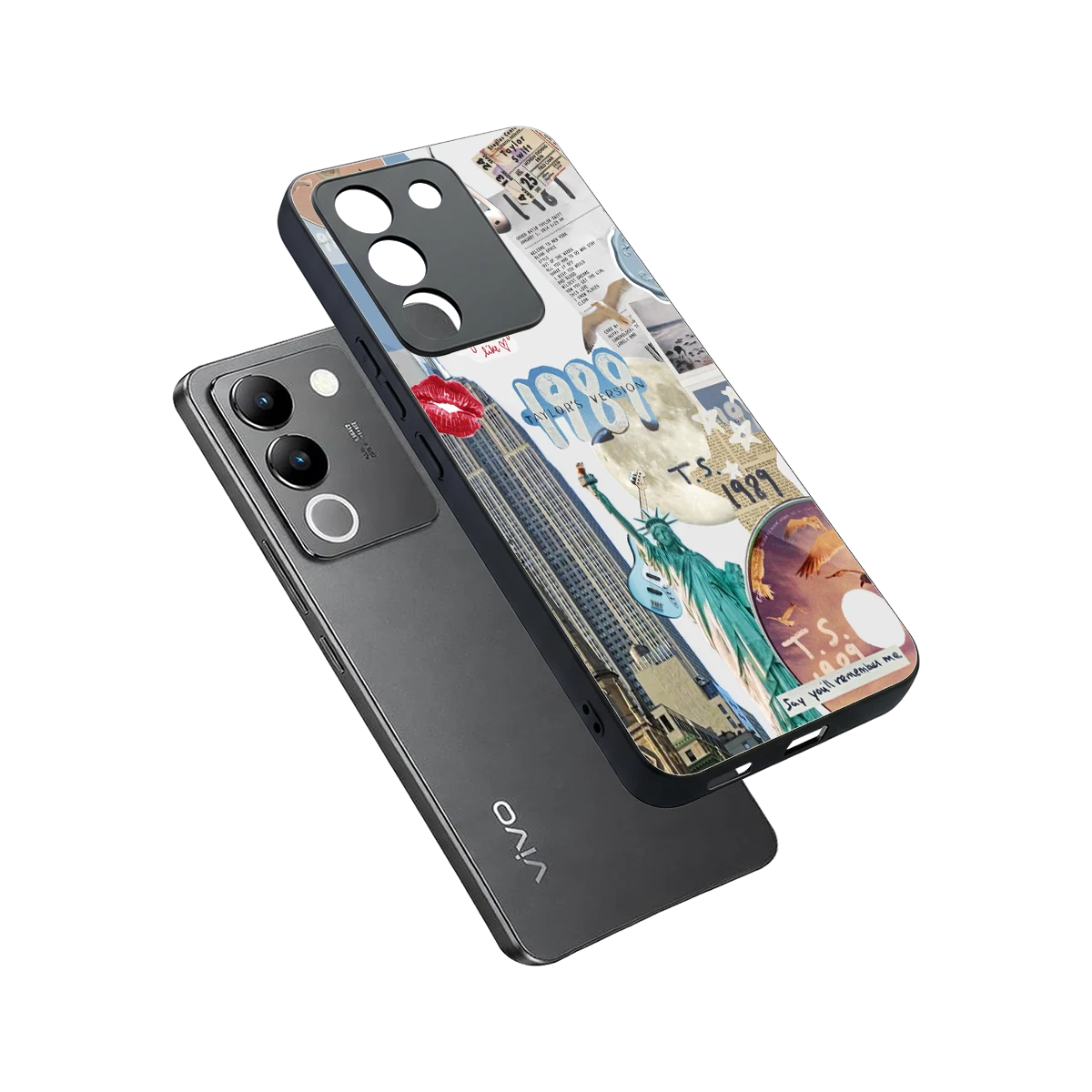 1989 Swift Era sleek vivo y200 5g cover with tempered glass back and TPU edges