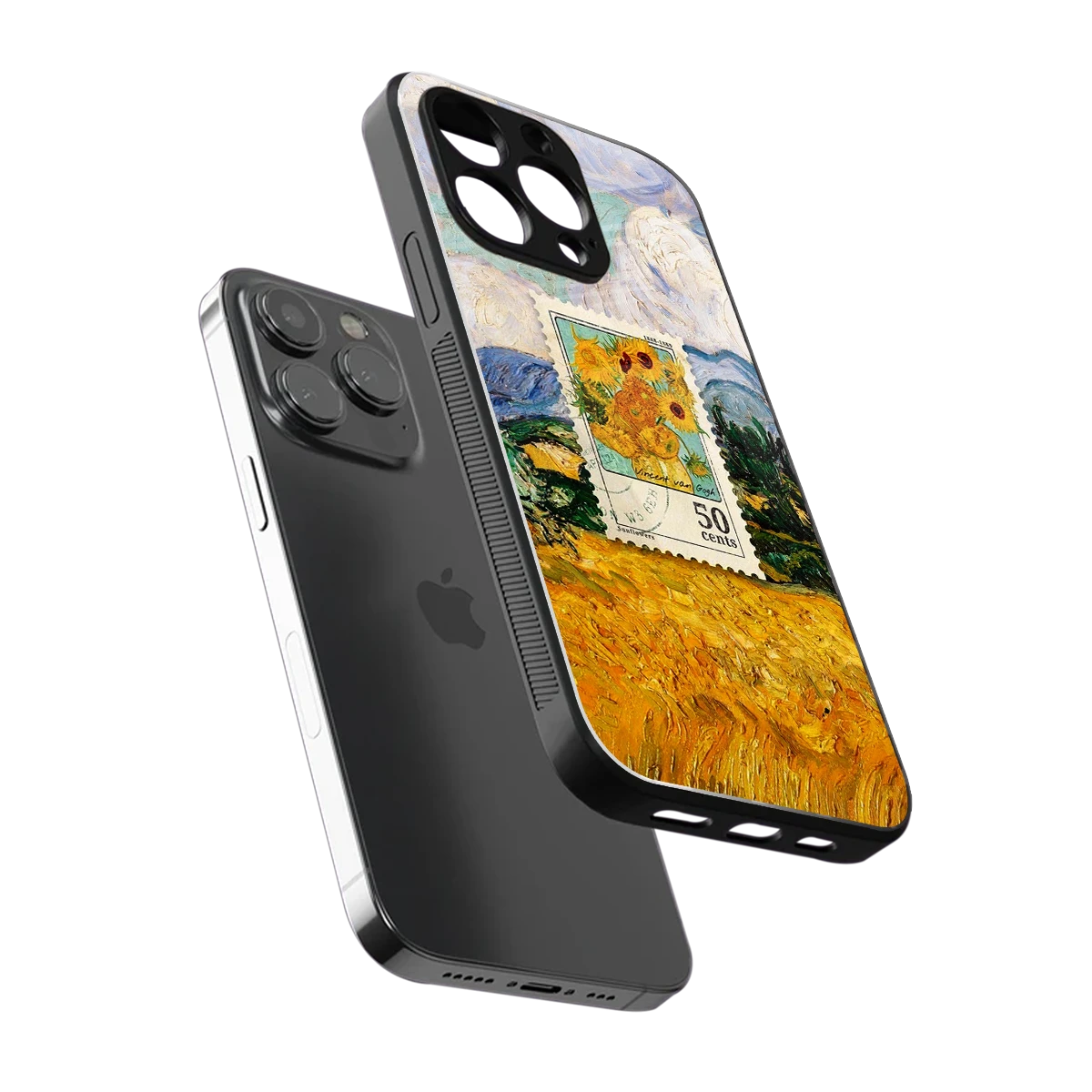 50 Cents sleek iphone 13 pro cover with tempered glass back and TPU edges