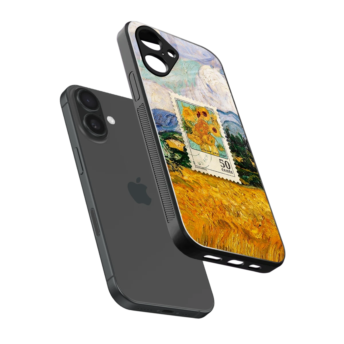 50 Cents sleek iPhone 16 cover with tempered glass back and TPU edges