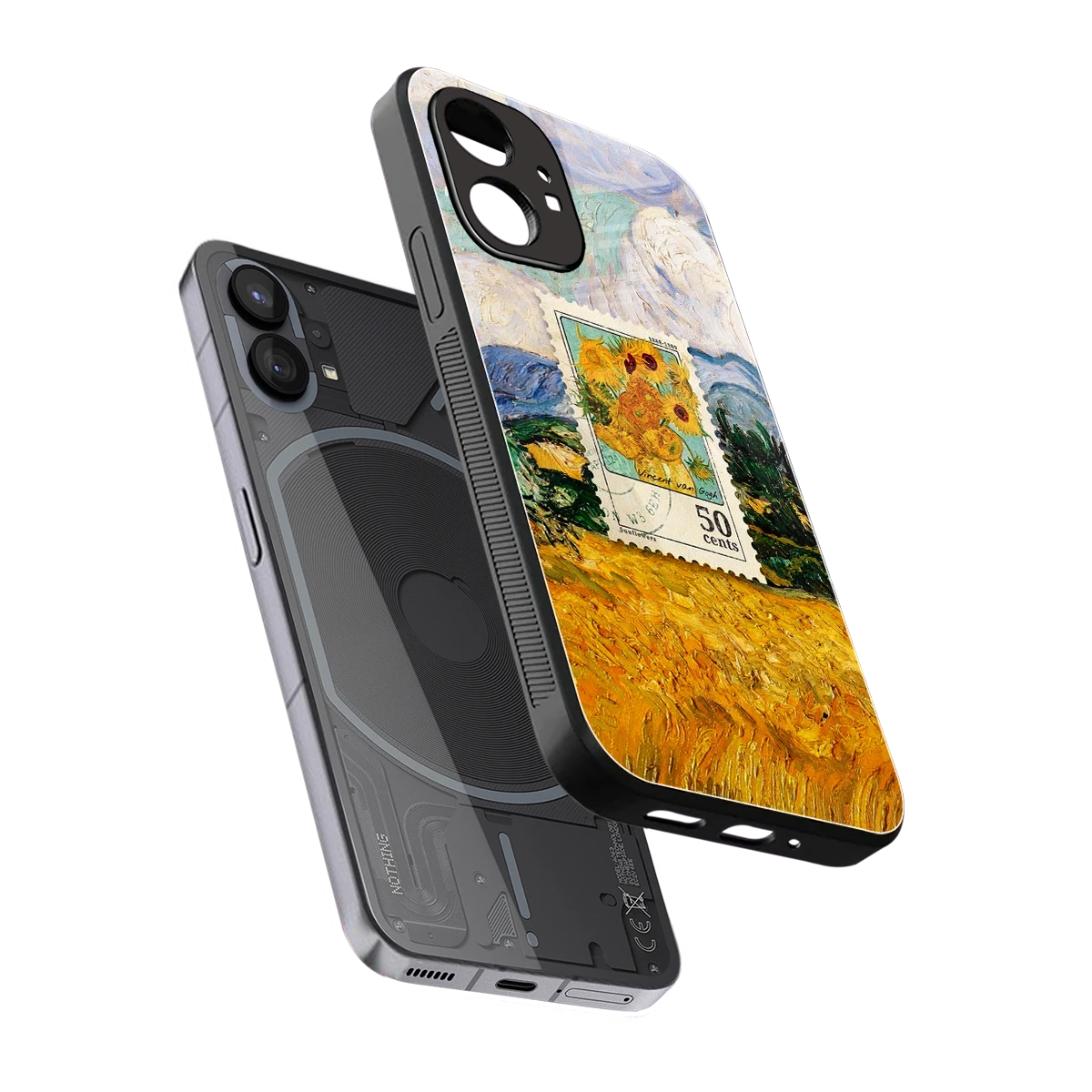 50 Cents sleek nothing phone 1 cover with tempered glass back and TPU edges