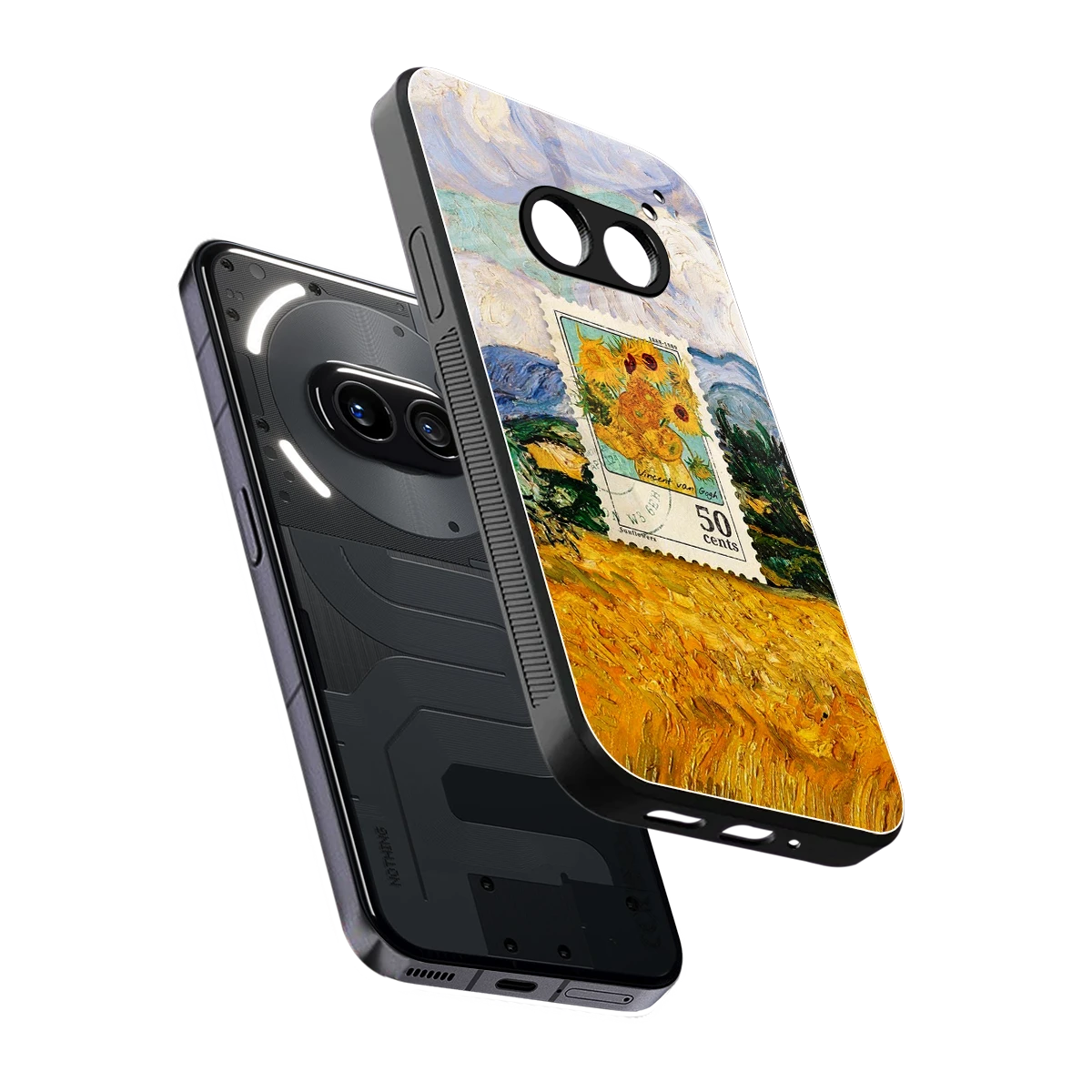50 Cents sleek nothing phone 2a cover with tempered glass back and TPU edges