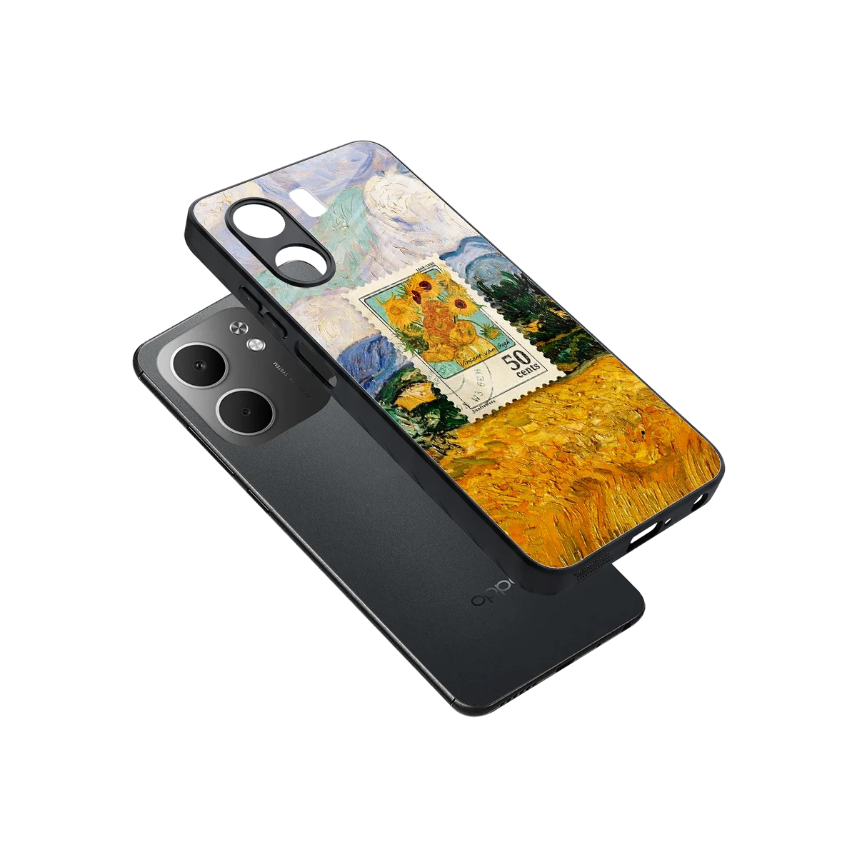 50 Cents sleek oppo a5x 5g cover with tempered glass back and TPU edges