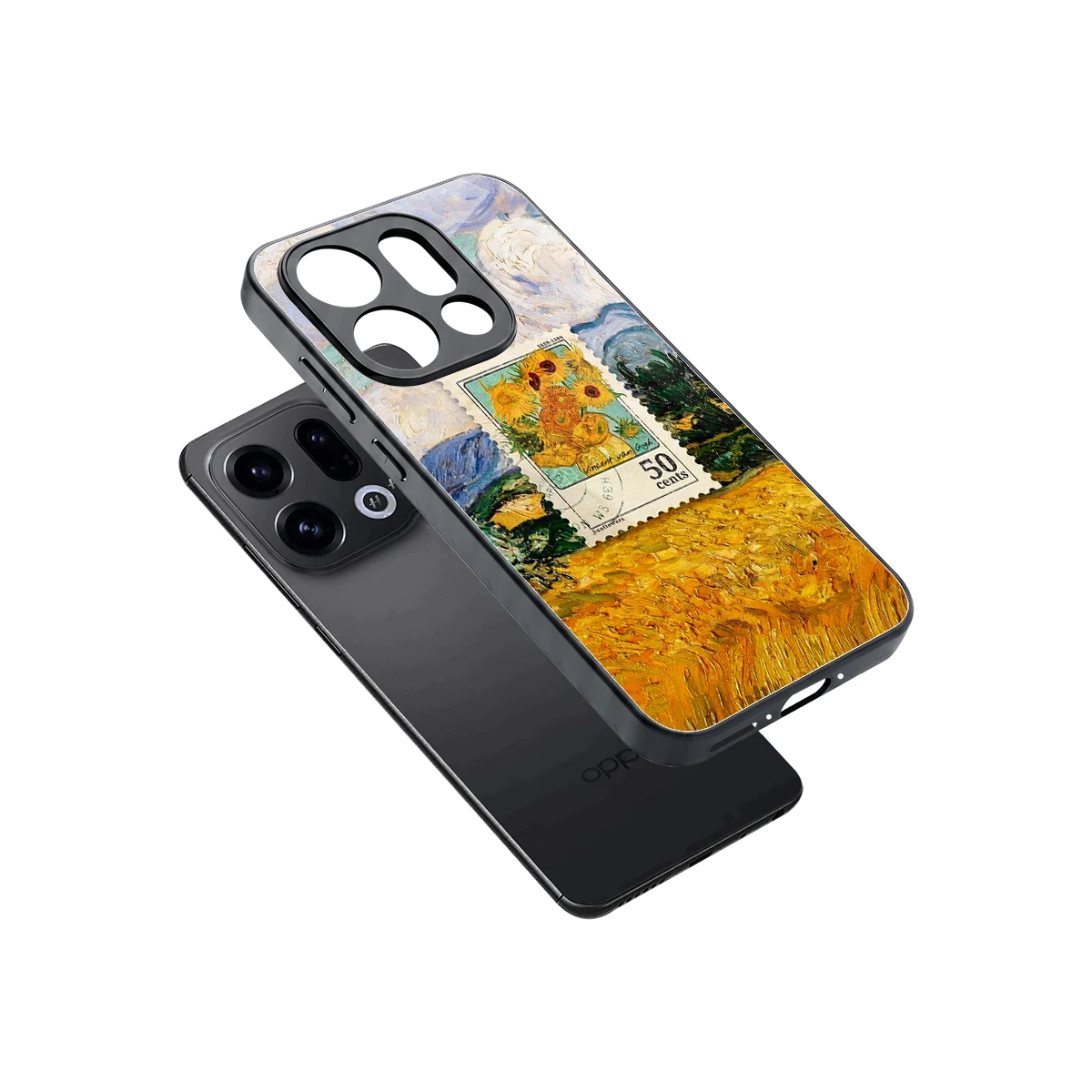 50 Cents sleek oppo find x9 cover with tempered glass back and TPU edges