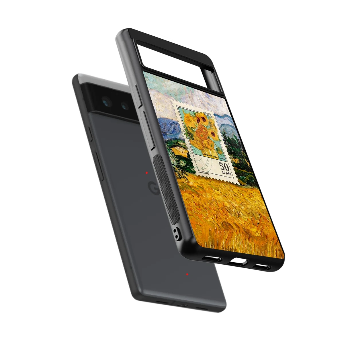 50 Cents sleek google pixel 6 cover with tempered glass back and TPU edges