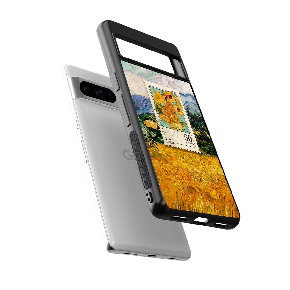 50 Cents sleek google pixel 8 pro cover with tempered glass back and TPU edges