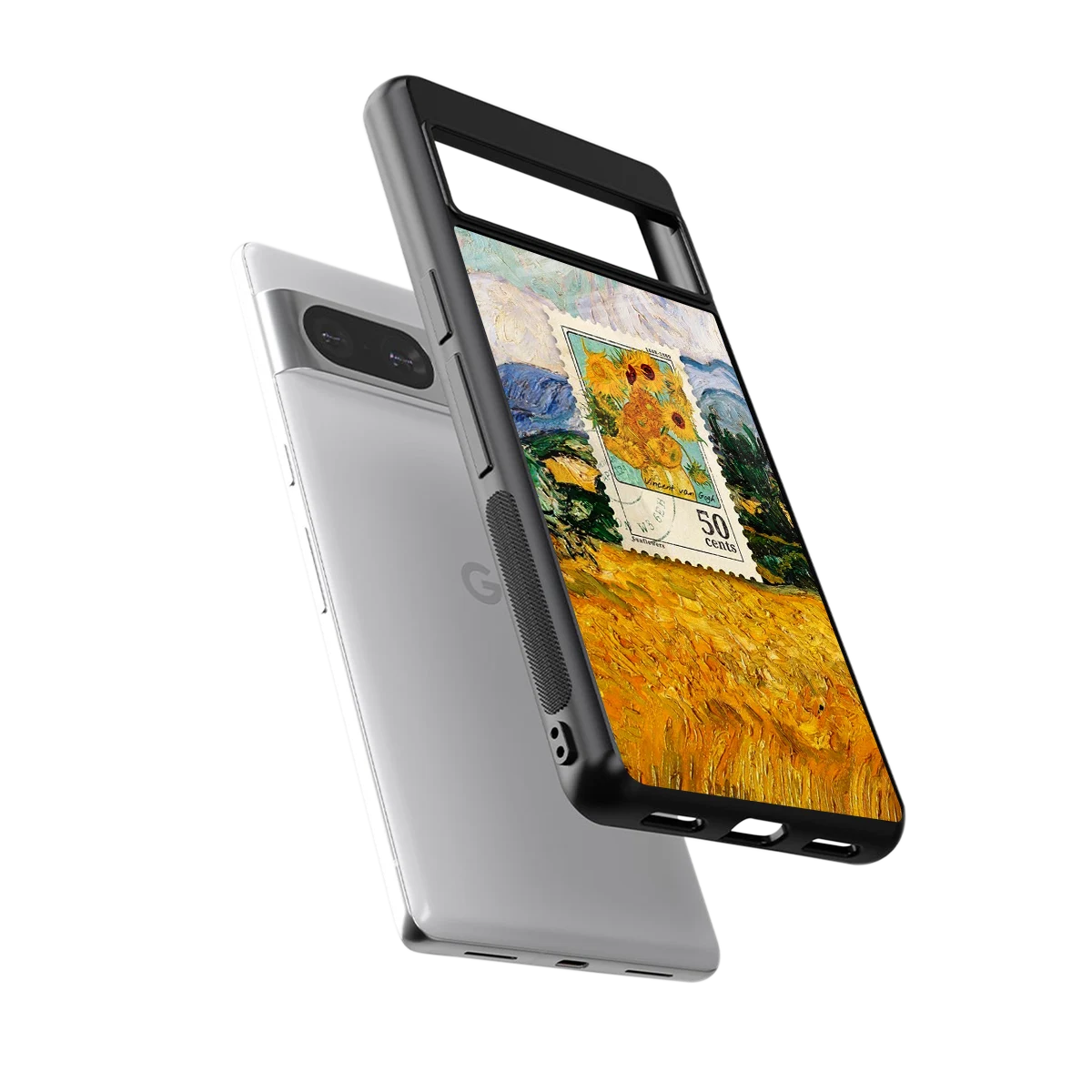 50 Cents sleek google pixel 8 cover with tempered glass back and TPU edges