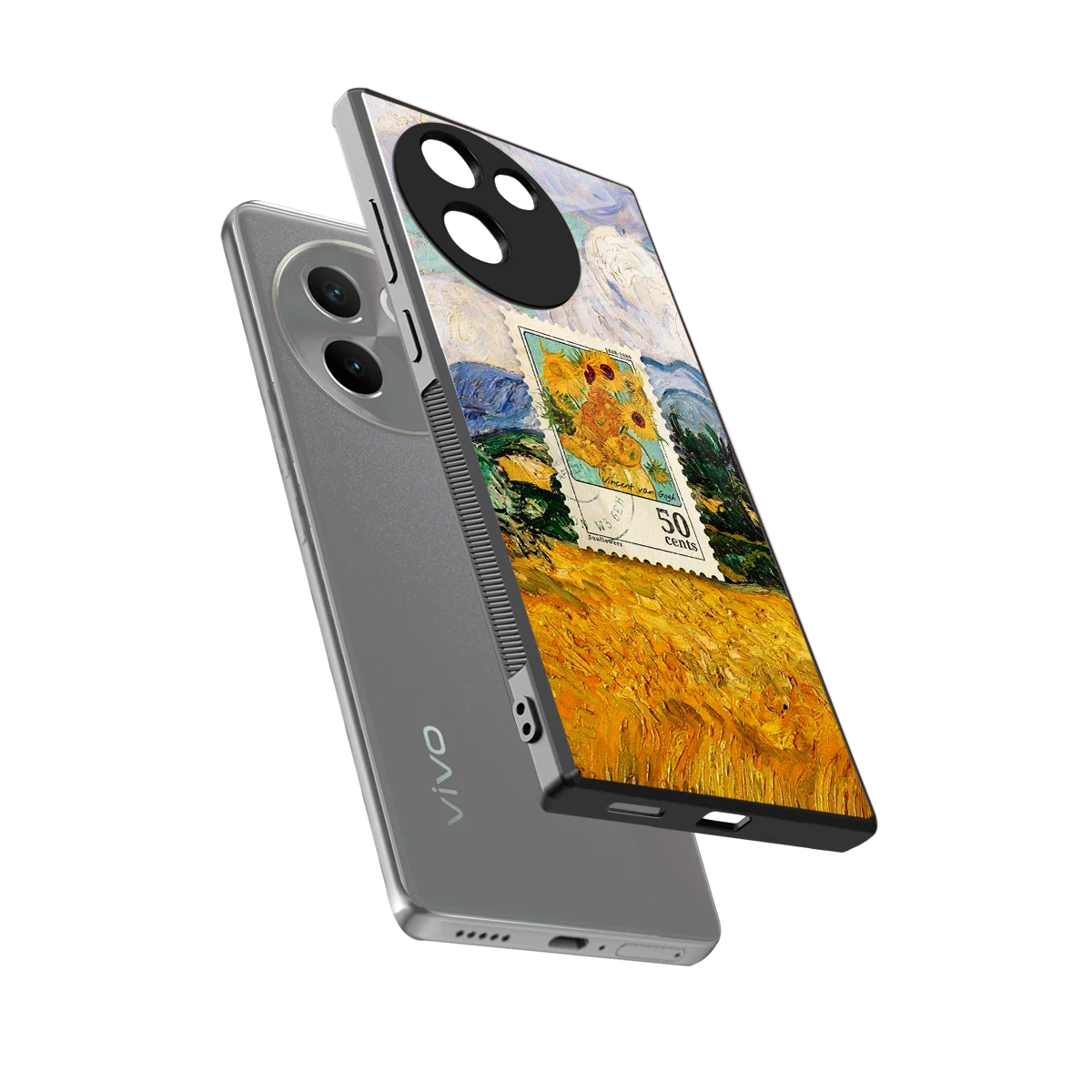 50 Cents sleek vivo v30e cover with tempered glass back and TPU edges