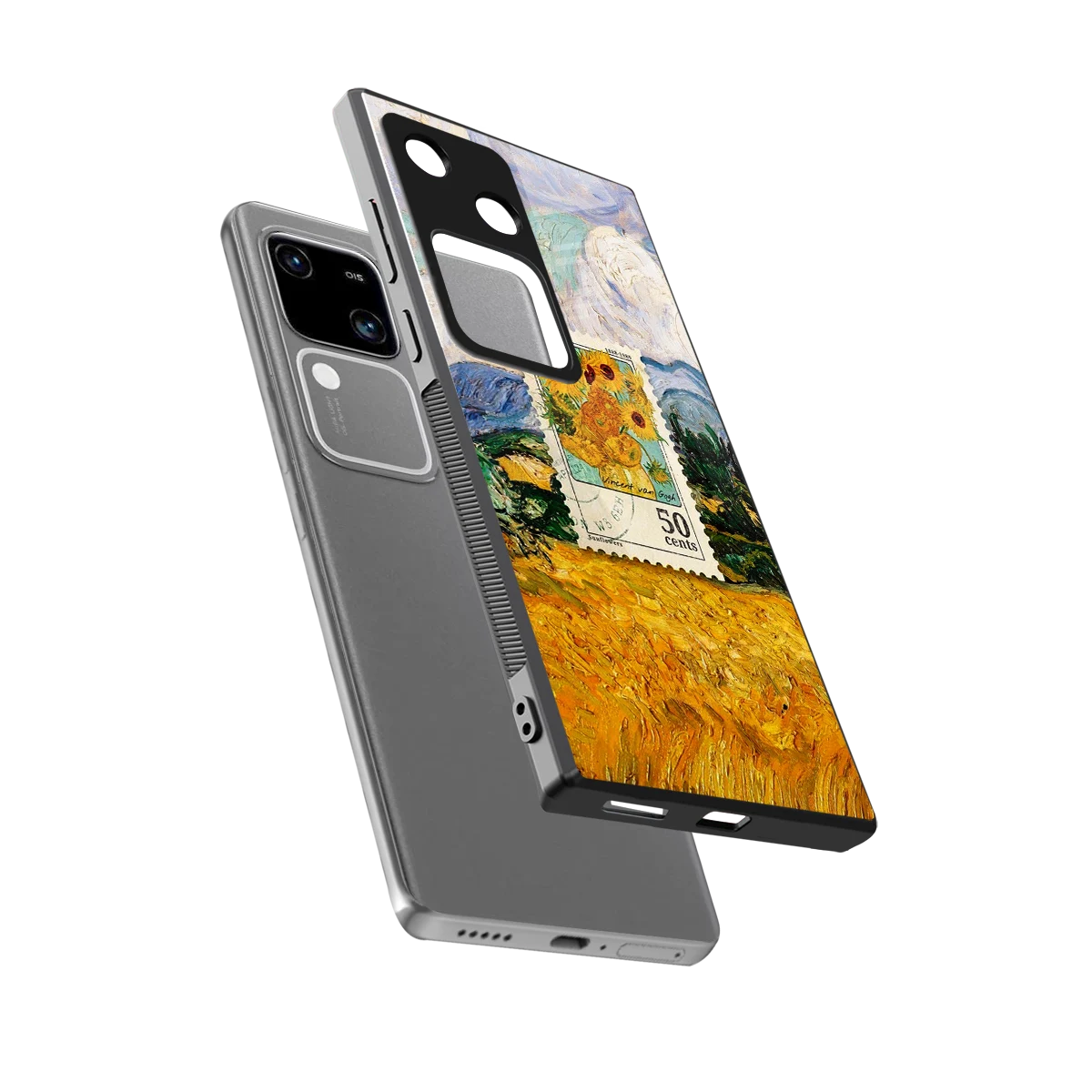 50 Cents sleek vivo v30 cover with tempered glass back and TPU edges