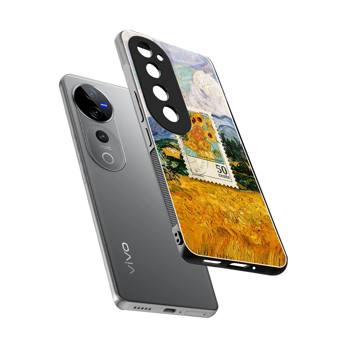 50 Cents sleek vivo v40 pro cover with tempered glass back and TPU edges