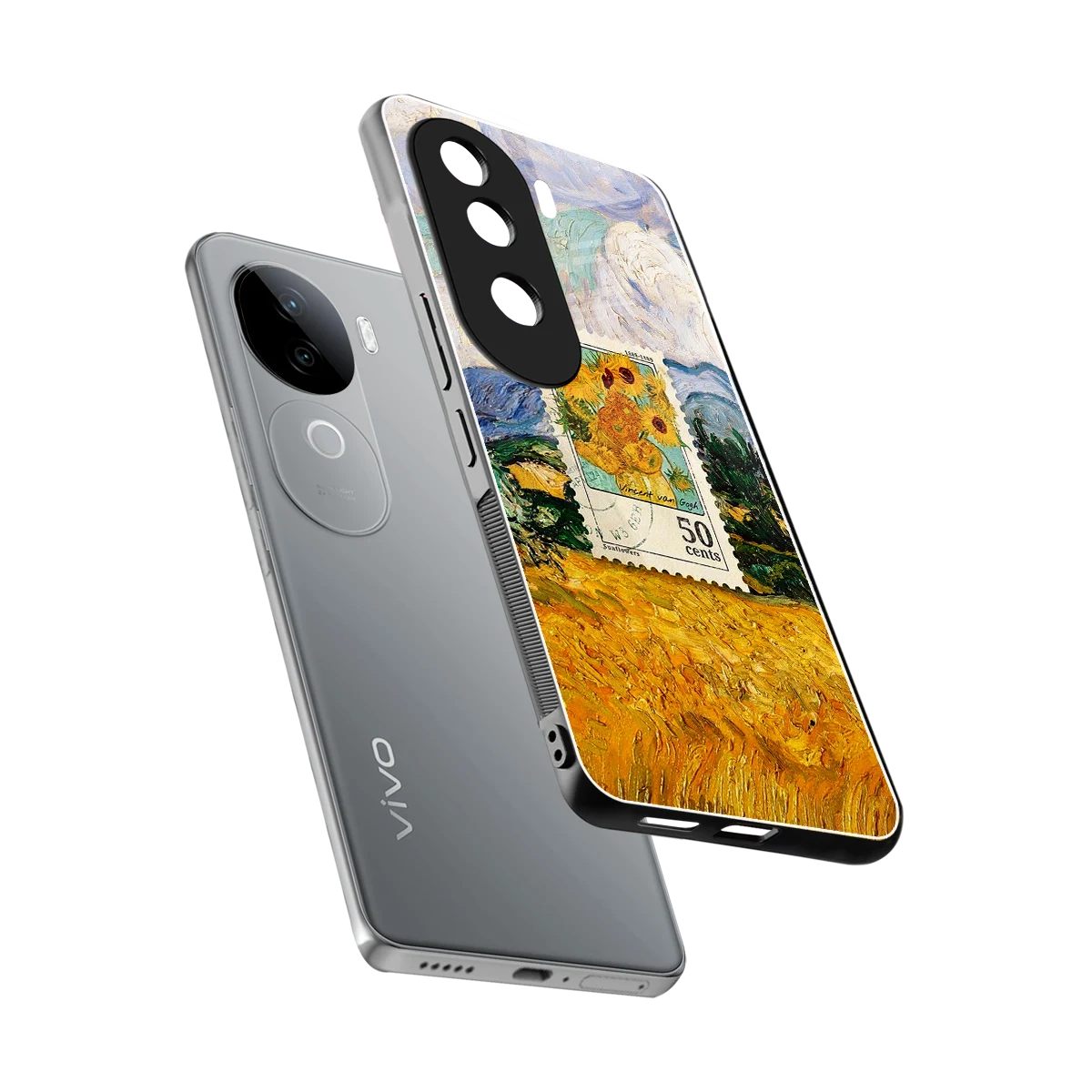 50 Cents sleek vivo v40e cover with tempered glass back and TPU edges