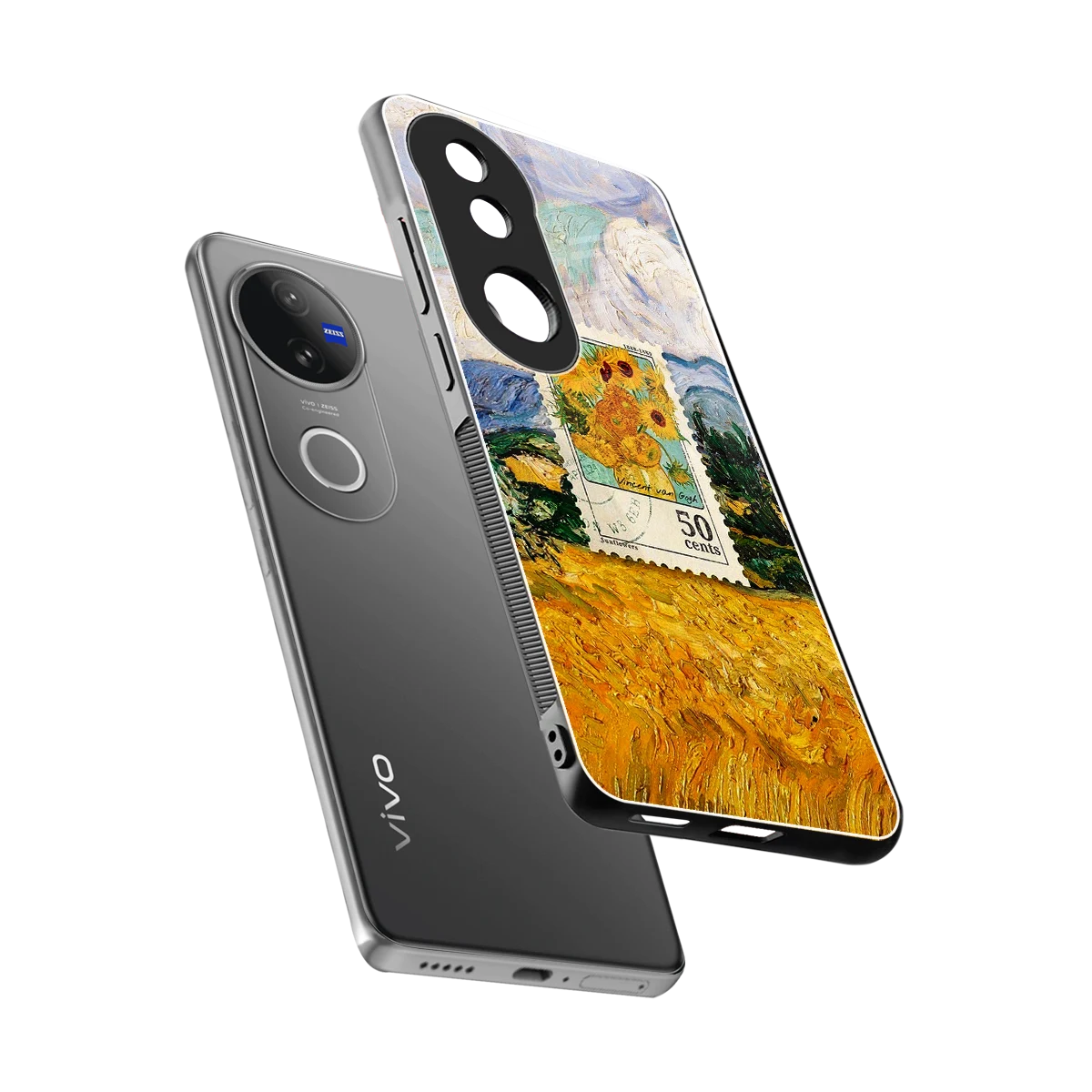 50 Cents sleek vivo v50 cover with tempered glass back and TPU edges