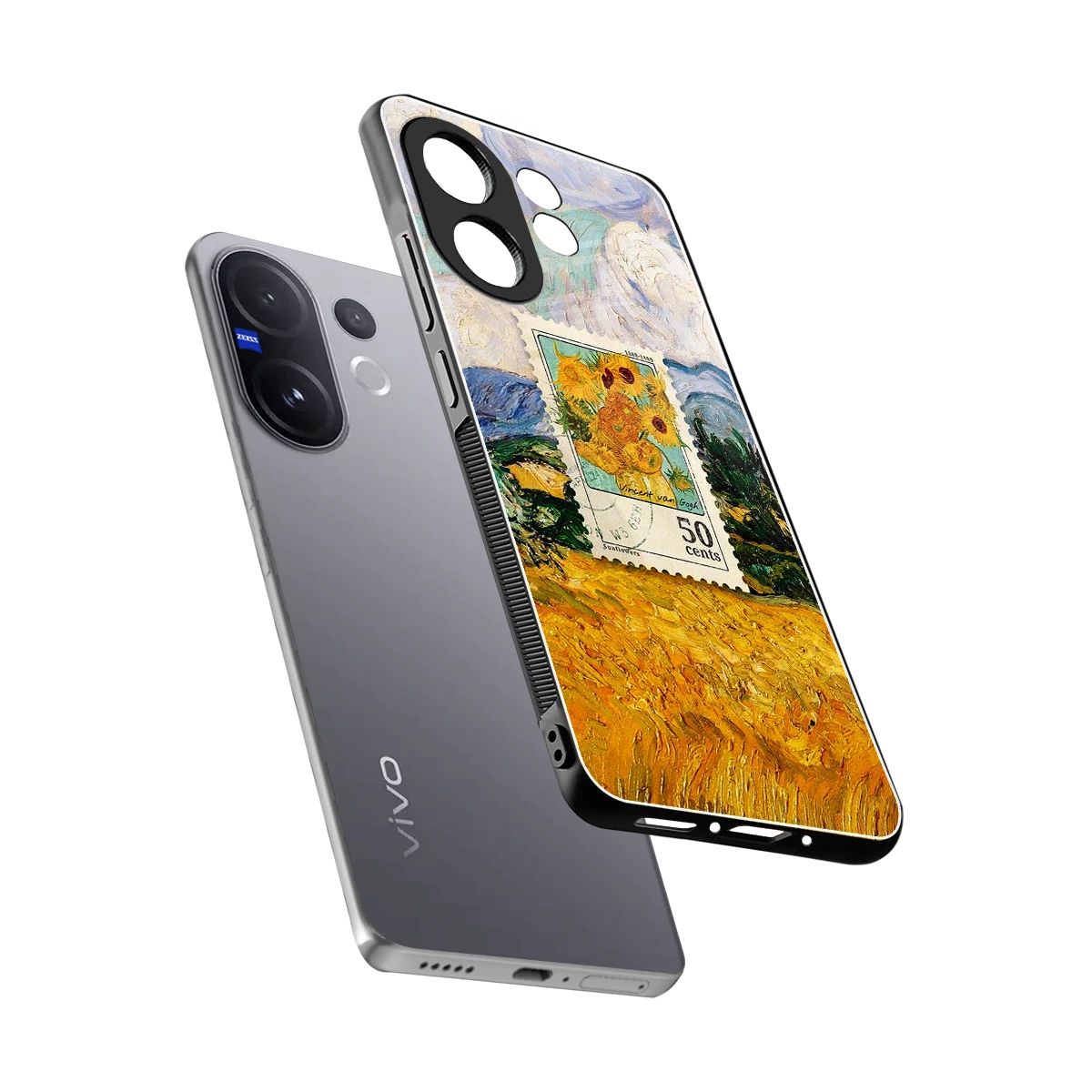50 Cents sleek vivo v60 cover with tempered glass back and TPU edges