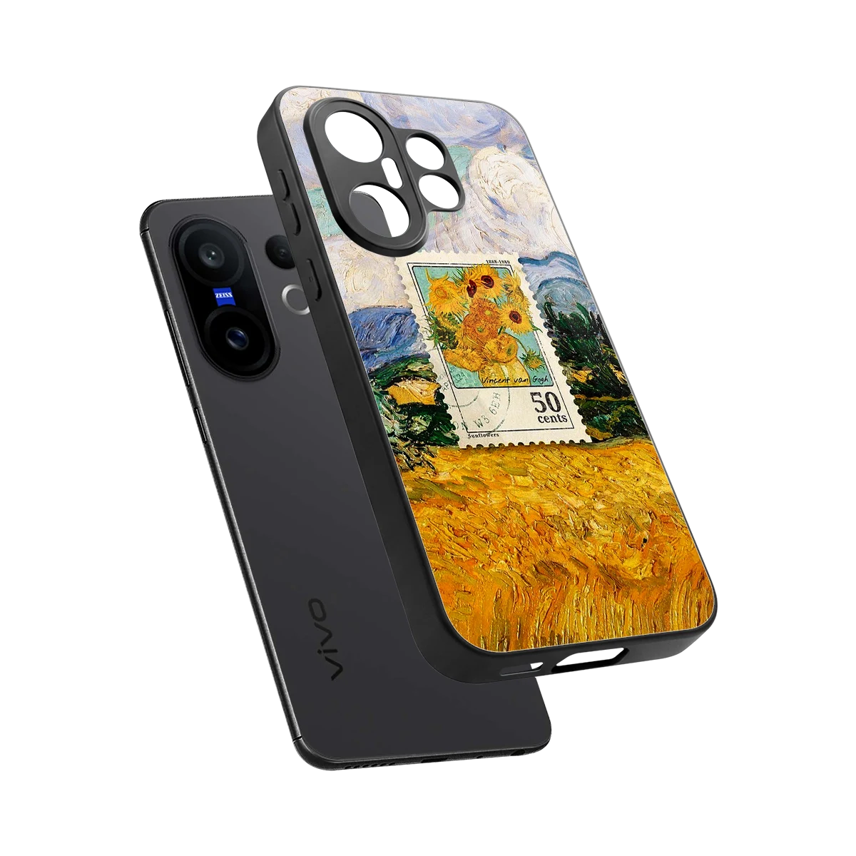 50 Cents sleek vivo x200 fe cover with tempered glass back and TPU edges