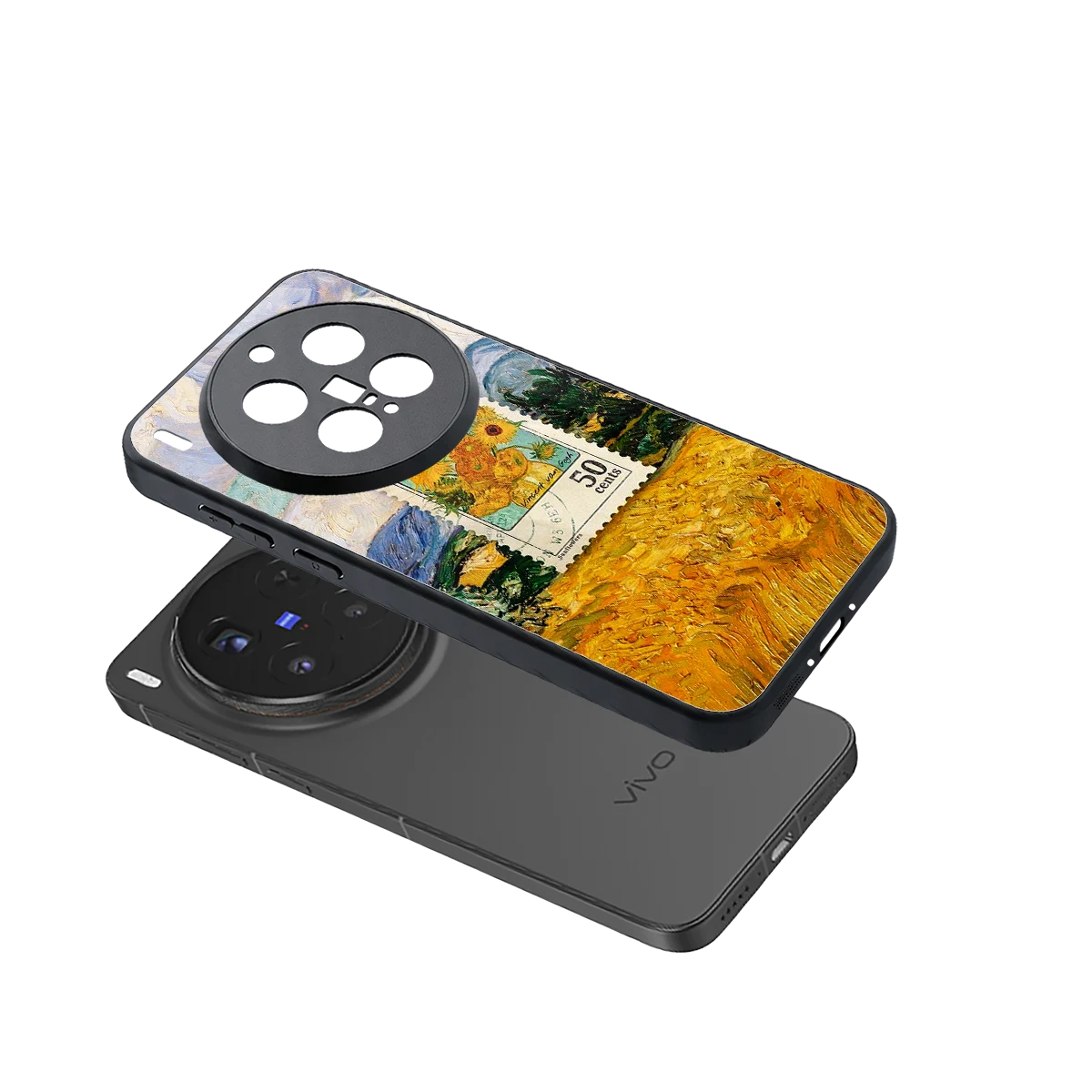50 Cents sleek vivo x300 pro cover with tempered glass back and TPU edges