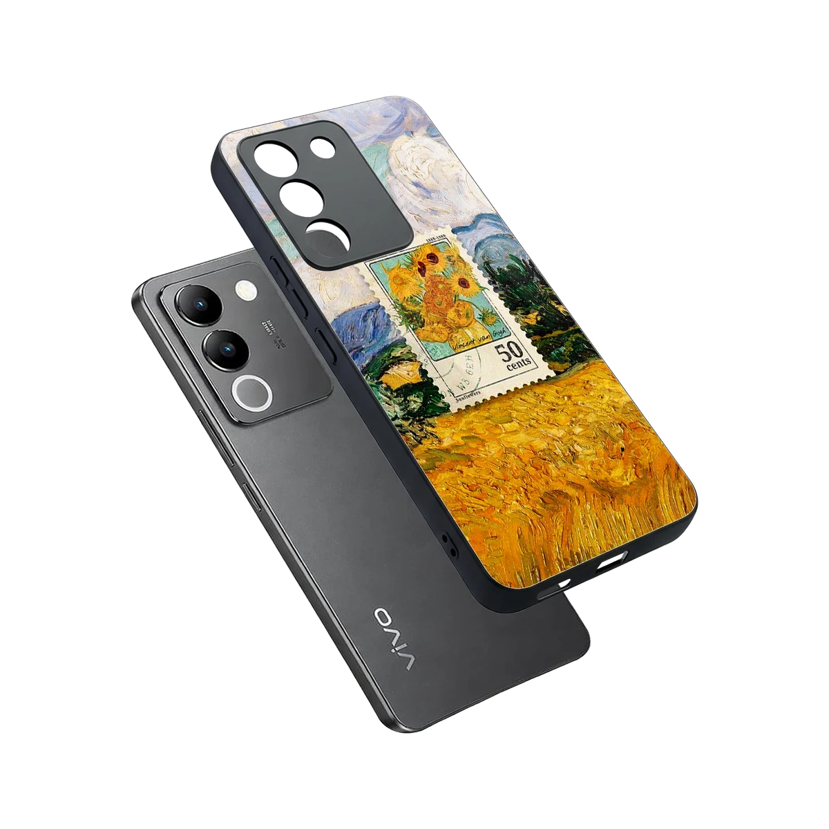 50 Cents sleek vivo y200 5g cover with tempered glass back and TPU edges