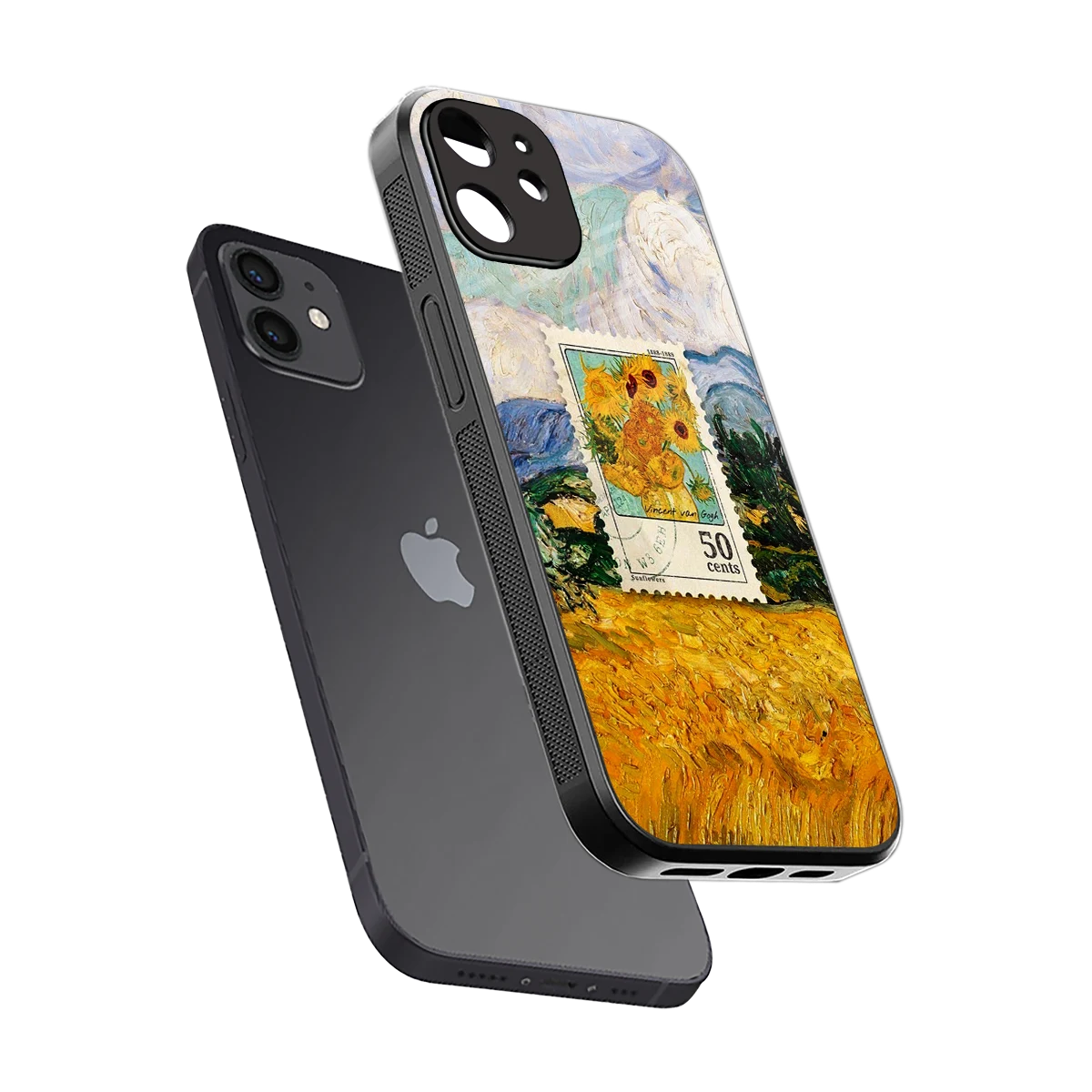 50 Cents sleek iphone 12 cover with tempered glass back and TPU edges