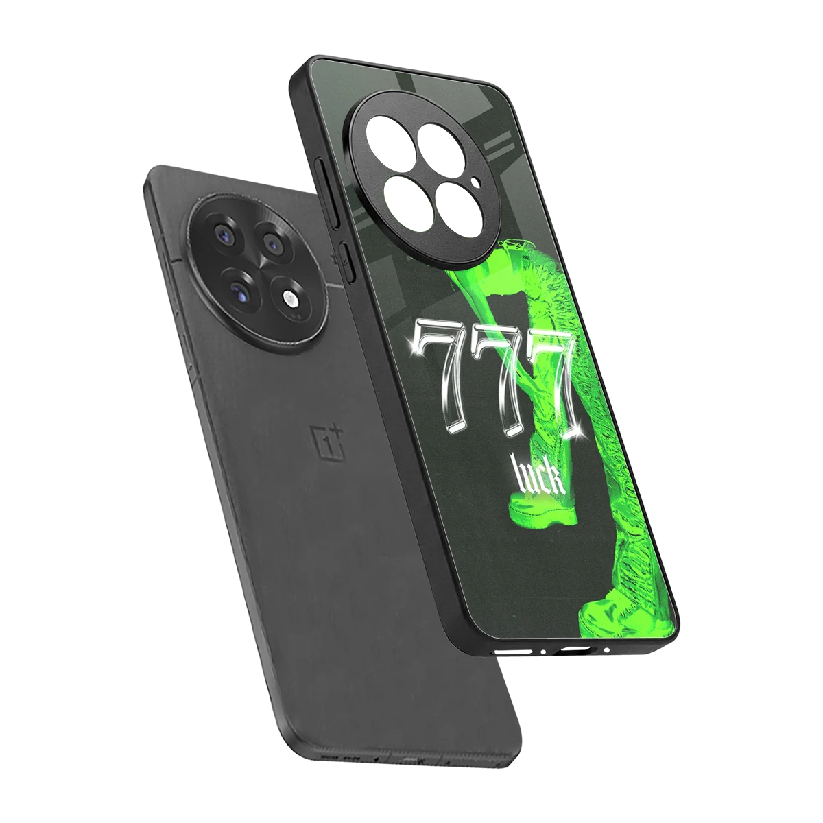 777 Luck sleek oneplus 13 cover with tempered glass back and TPU edges