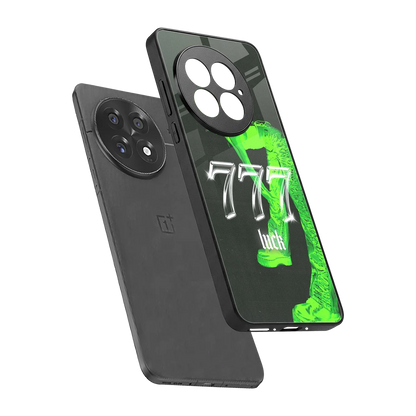 777 Luck sleek oneplus 13 cover with tempered glass back and TPU edges