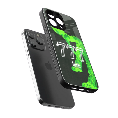 777 Luck sleek iphone 13 pro cover with tempered glass back and TPU edges