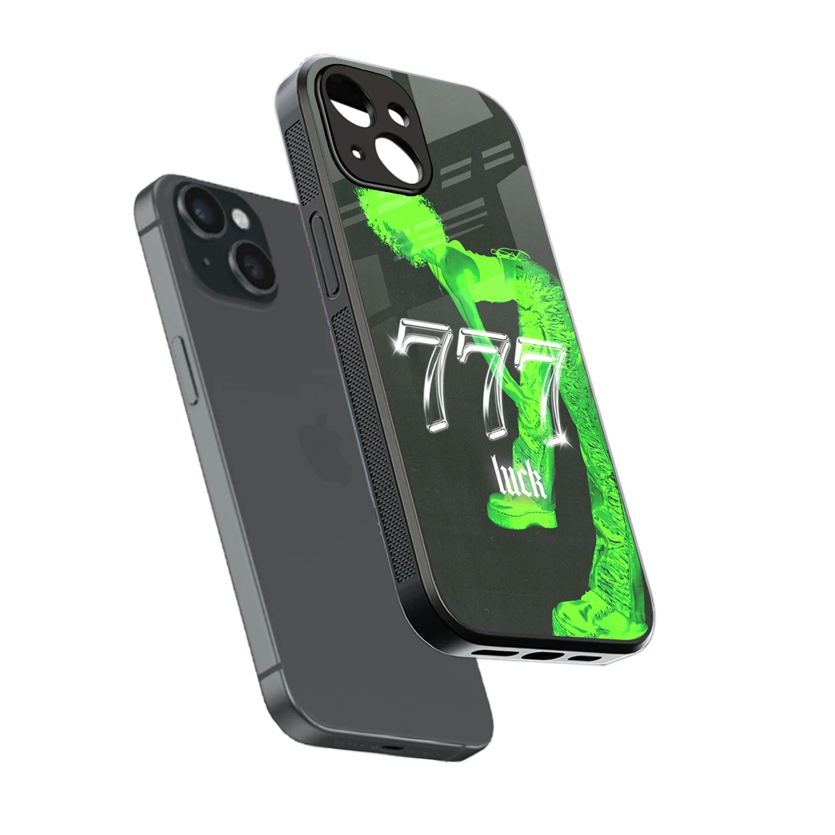777 Luck sleek iphone 14 cover with tempered glass back and TPU edges