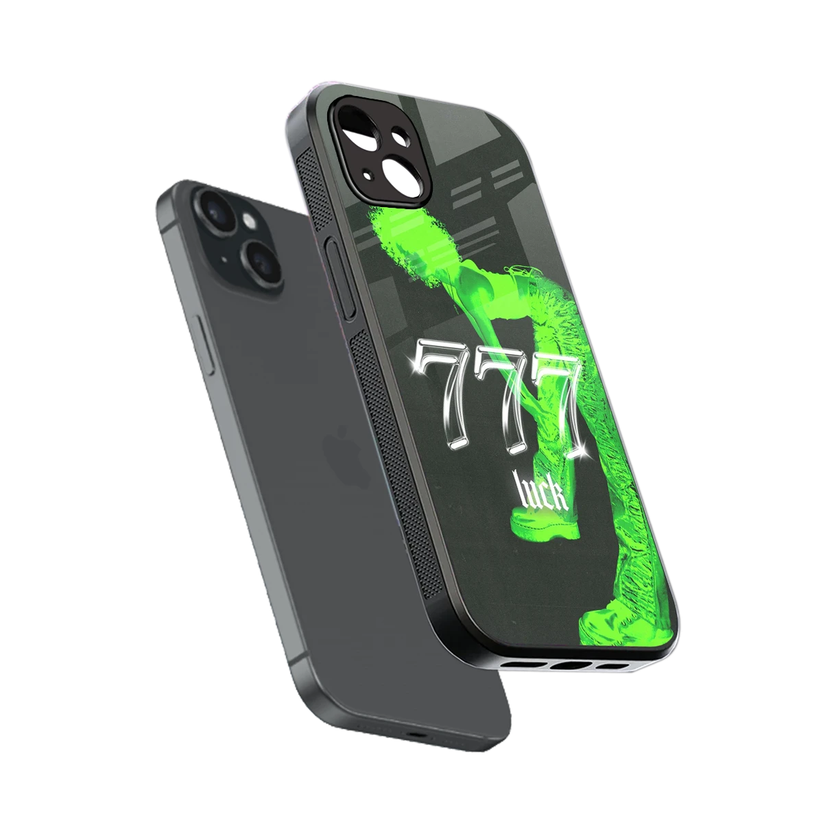 777 Luck sleek iphone 14 plus cover with tempered glass back and TPU edges