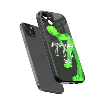 777 Luck sleek iphone 14 plus cover with tempered glass back and TPU edges