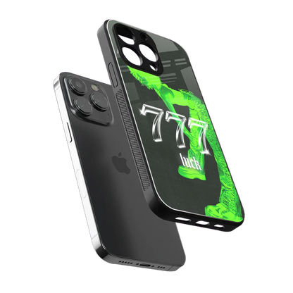 777 Luck sleek iphone 15 pro max cover with tempered glass back and TPU edges
