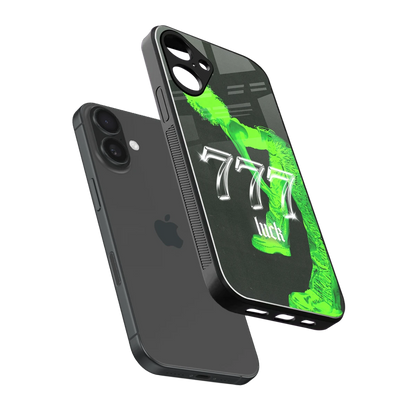 777 Luck sleek iphone 16 plus cover with tempered glass back and TPU edges