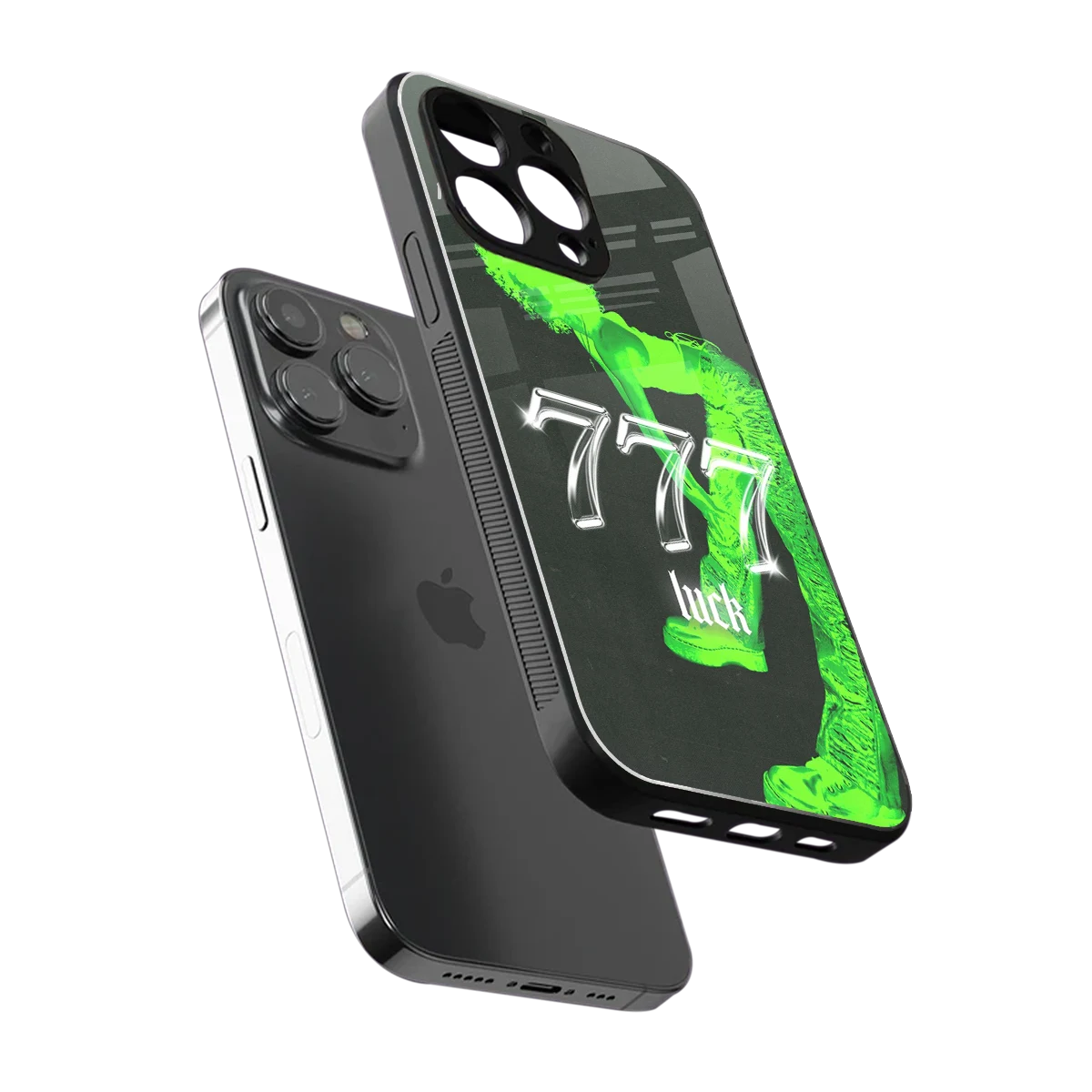 777 Luck sleek iphone 16 pro max cover with tempered glass back and TPU edges